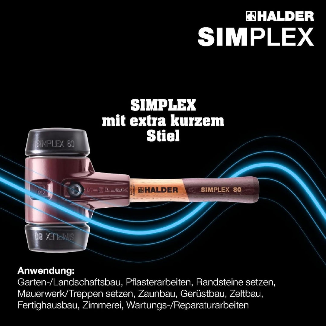Simplex - Schonhammer, Gummikomposition; mit Tempergussgehäuse und hochwertigem extra kurzen Holzsti