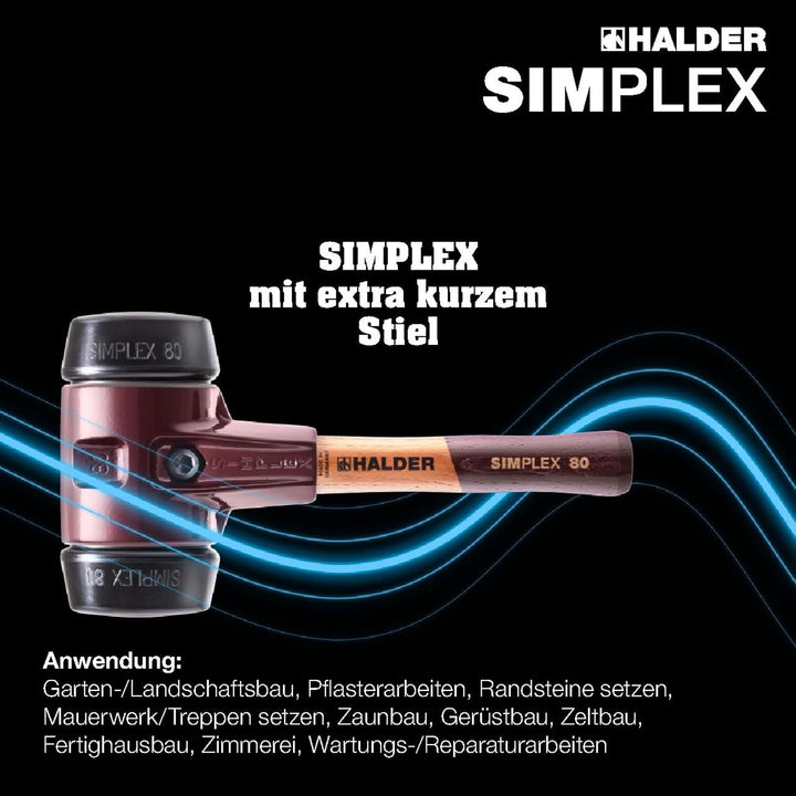 SIMPLEX-Schonhammer, Gummikomposition; mit Tempergussgehäuse und hochwertigem extra kurzen Holzstiel
