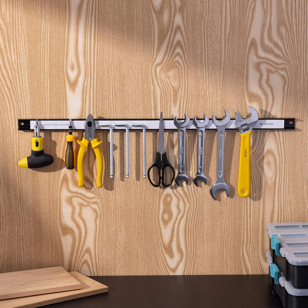 Navaris 3x Magnetische Werkzeughalter Leiste - ca. 60 cm lang mit Montage-Material - Wand Magnetleis