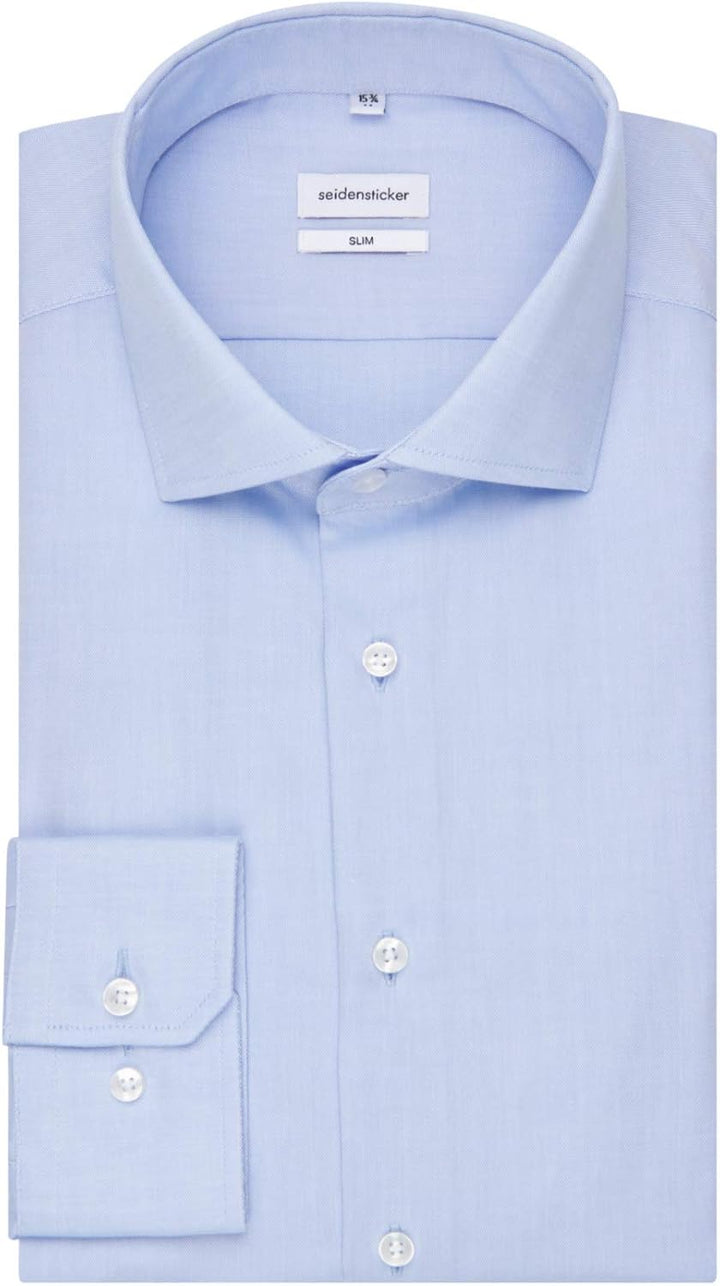 Seidensticker Herren Men Slim Longsleeve Cotton Hemd (1er Pack) 38 Hellblau(693677), 38 Hellblau(693