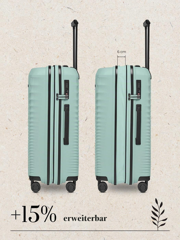 Eco Edition Mittelgrosser Hartschalen Koffer nachhaltig | Trolley 44 x 26 x 67 cm mit Dehnfalte von