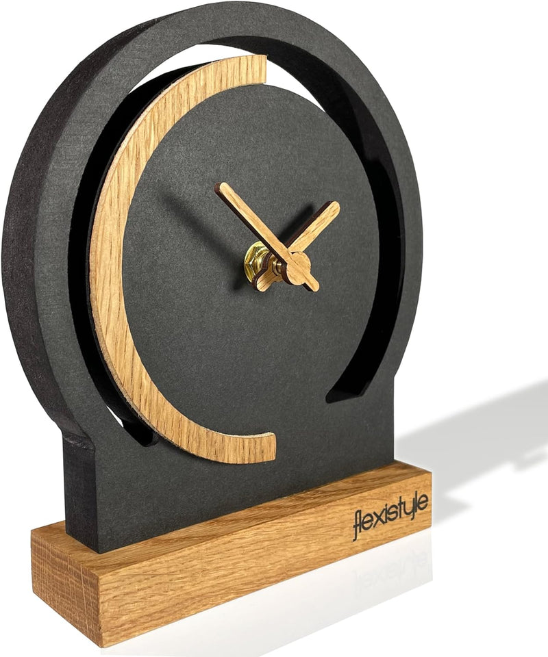 FLEXISTYLE Modern standuhr klein aus Holz Eiche Wohnzimmer Badezimmer (Style 4), Style 4