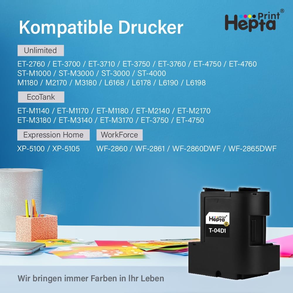 2er wartungsbox Kompatibel für Epson T04D1, T04D100 C13T04D100 Maintenance Box Kompatibel für Epson