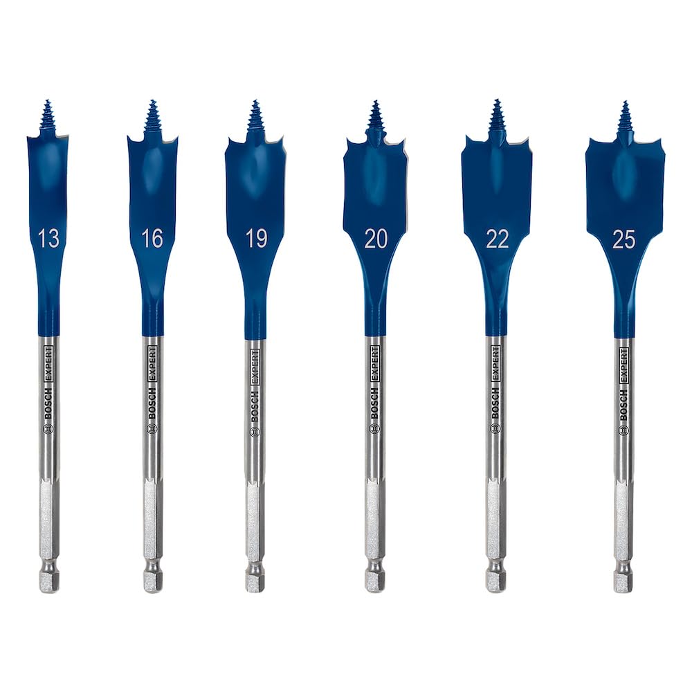 Bosch Accessories 6x Expert SelfCut Speed Flachfräsbohrer Set (für Weichholz, Grobspanplatte, Ø 13-2