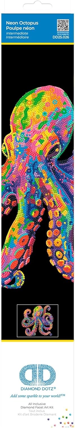 DIAMOND DOTZ 2594372 Original 5D Diamond Painting Set, Neon Oktopus, mit Neonfarben und Samt, DIY Di