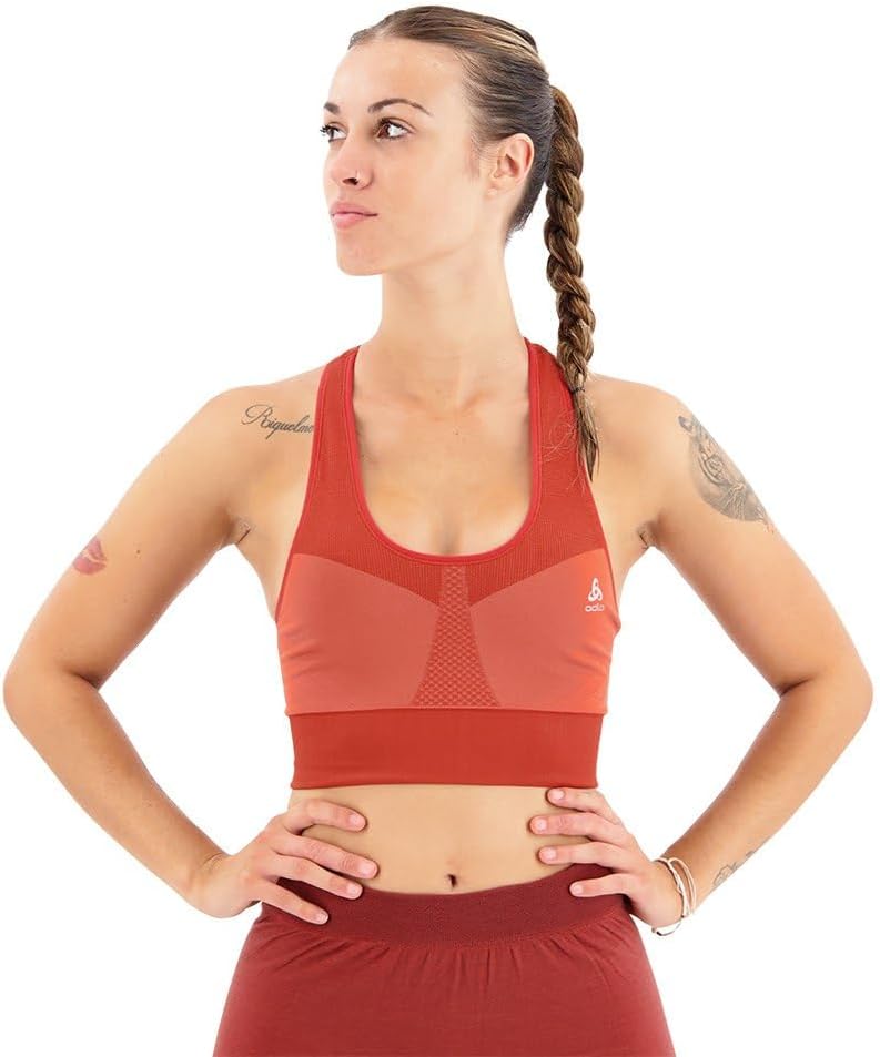 Odlo Damen Seamless Medium Support_131431 Sport BH (1er Pack) S Cinnabar, S Cinnabar