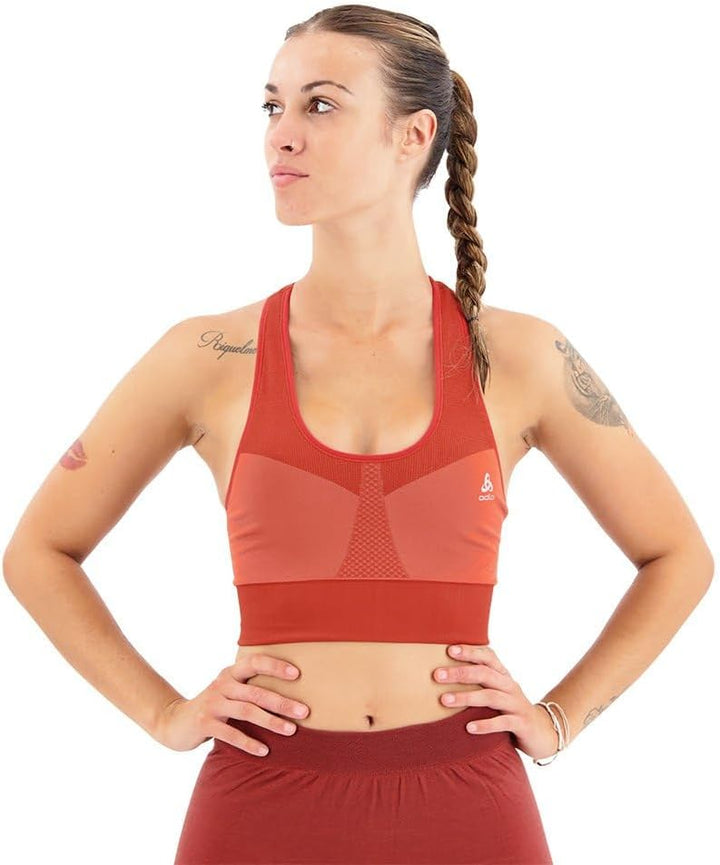 Odlo Damen Seamless Medium Support_131431 Sport BH (1er Pack) S Cinnabar, S Cinnabar