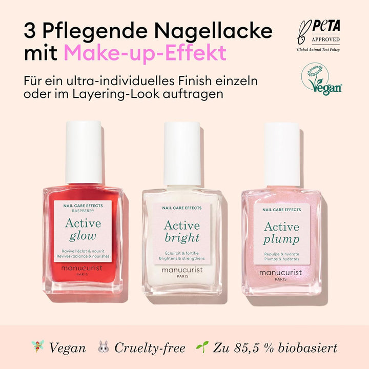 Manucurist Active Icons Trio Nagellack Set – Active Glow Raspberry, Active Bright, Active Plump Nage
