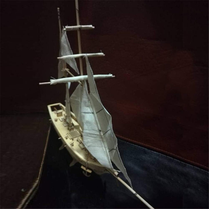 Bastelset Segelboot aus Holz – klassisches Schiffsbaumodell – Dekoration Weiss Segelboot, Weiß