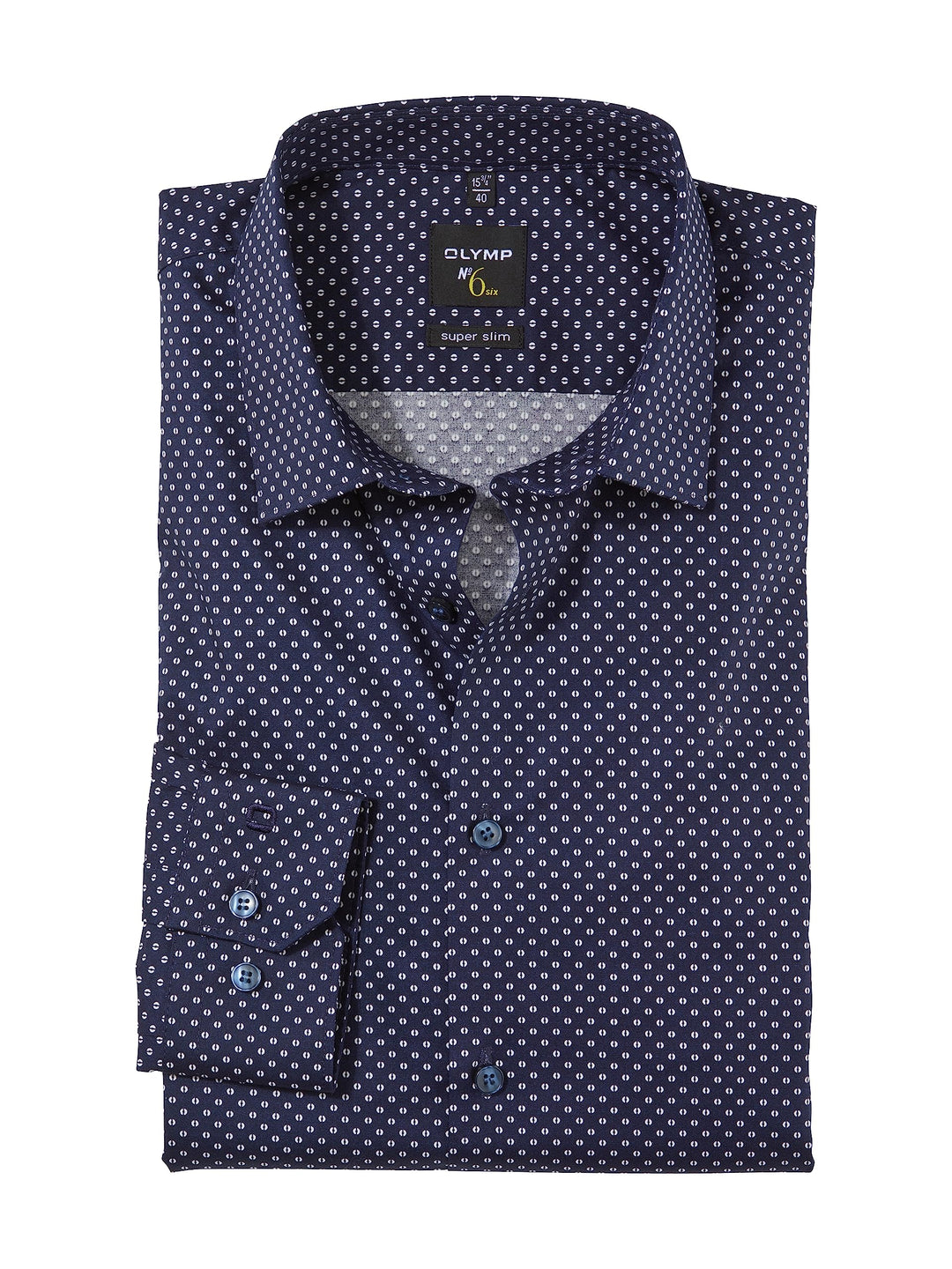 OLYMP Herren Businesshemd Langarm No. Six,Rotationsdruck,super Slim,Urban Kent 40 Marine 18, 40 Mari