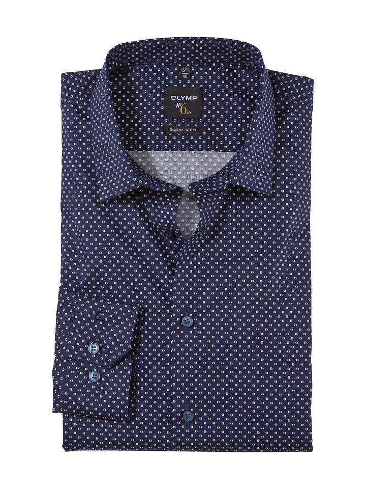 OLYMP Herren Businesshemd Langarm No. Six,Rotationsdruck,super Slim,Urban Kent 40 Marine 18, 40 Mari