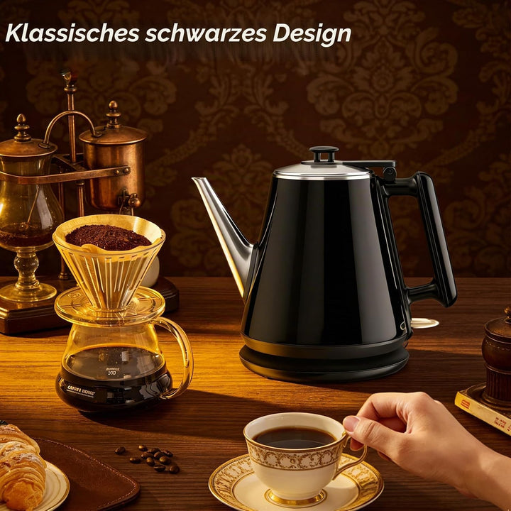 Wasserkocher 0,9 L – Kleiner Elektrischer Teekessel (1360 W) mit Edelstahl 304 Innenbehälter für Zuh