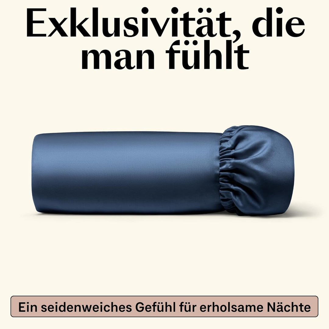 Amqua ägyptische Baumwolle Spannbettlaken 90x200cm Boxspringbett Dunkelblau| Spannbettlaken 90x200 B