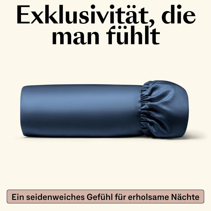 Amqua ägyptische Baumwolle Spannbettlaken 90x200cm Boxspringbett Dunkelblau| Spannbettlaken 90x200 B