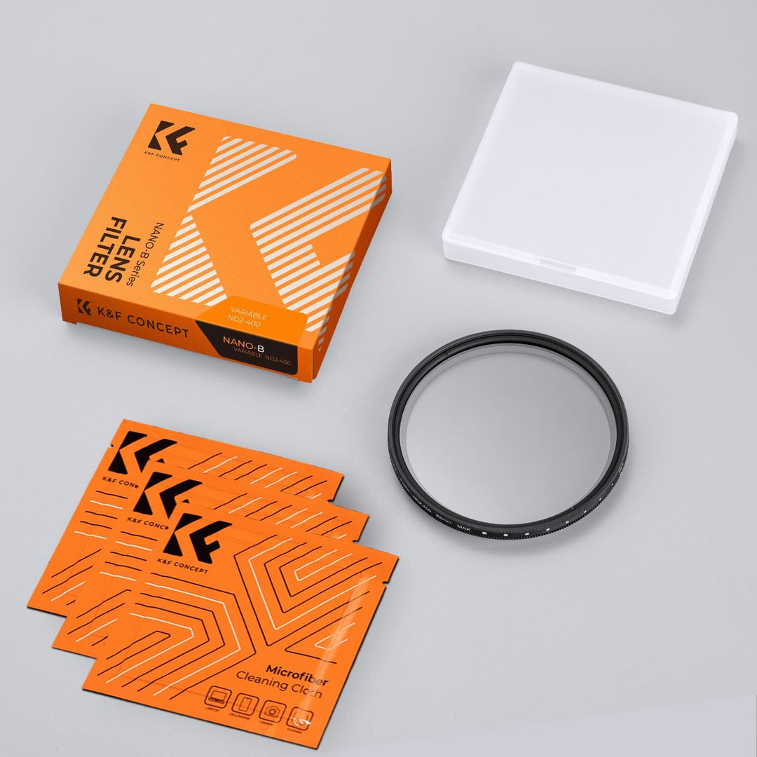 K&F Concept B-Serie 62mm ND Filter Variabler ND2-ND400 (1-9 Stop) Slim Neutral Graufilter, 62mm