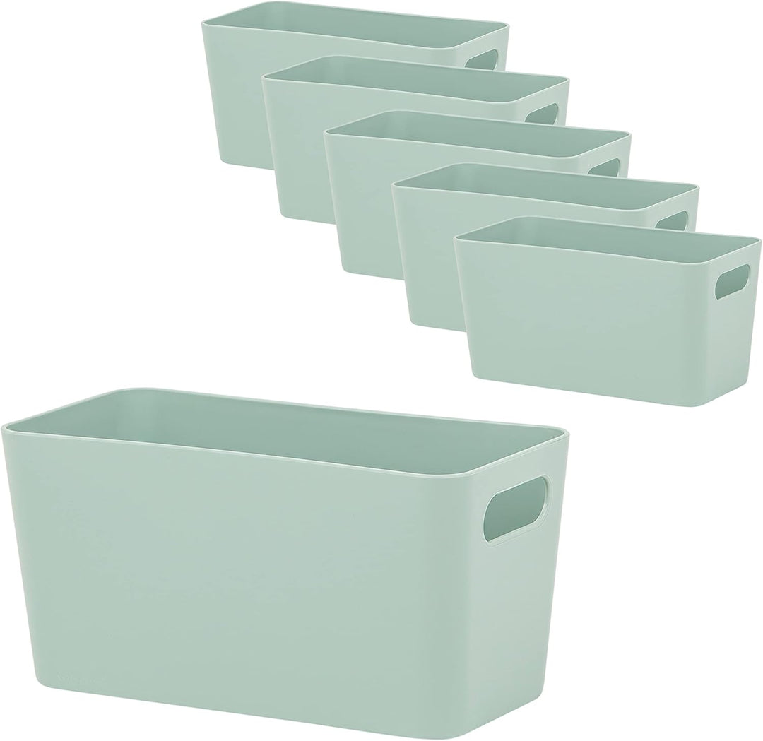 6x Ordnungsboxen - 10 cm hoch - grün - 20x10x10cm - 1,4 Liter - Ordnungskorb - Schubladenorganizer S