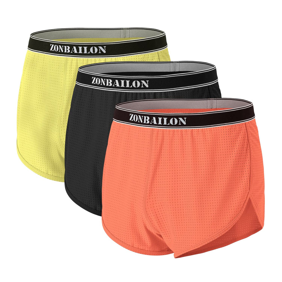BIATWOWR Herren Transparent Sexy Boxershorts Männer Atmungsaktiv Bequem Unterhose Seitlichem Schlitz