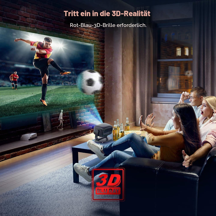 Beamer 4K,Elektrischer Fokus/Trapezkorrektur,26000 Lumen,Tragbarer Outdoor Beamer mit WiFi 6 und BT5