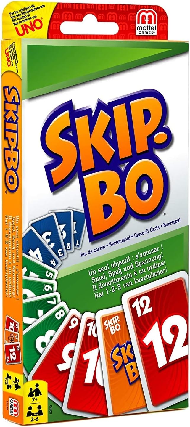 Spar-Set - 4 Verschiedene Kartenspiele-Set: UNO, Skip BO, Phase 10 und DOS,