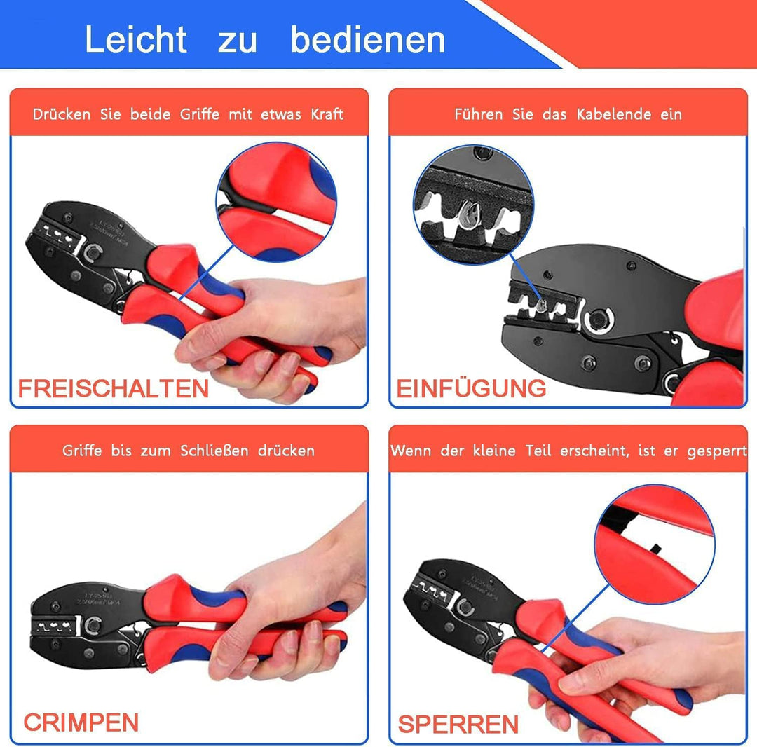 Solar Crimpzange Werkzeug Set für 2,5/4/6 mm² Solarpanel-Solarkabel, 2 Paar Solarstecker + 1x Crimpz