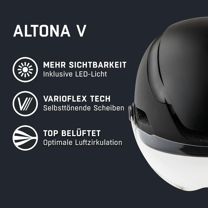 ALPINA ALTONA V - Extrem Leichter, Beleuchteter & Belüfteter Fahrradhelm Mit Selbsttönenden Visier F