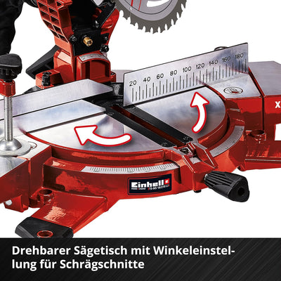 Einhell Akku-Kappsäge TE-MS 18/210 Li Power X-Change (Li-Ion, 18 V, 3.000 min-1, neigbarer Sägekopf,