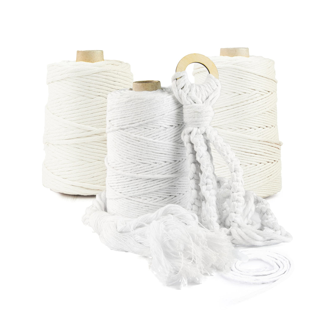 Premium MAKRAMEE GARN | 100m | 5mm | Beige | 100% Baumwolle | Kordel Natur | Baumwollgarn Baumwollse