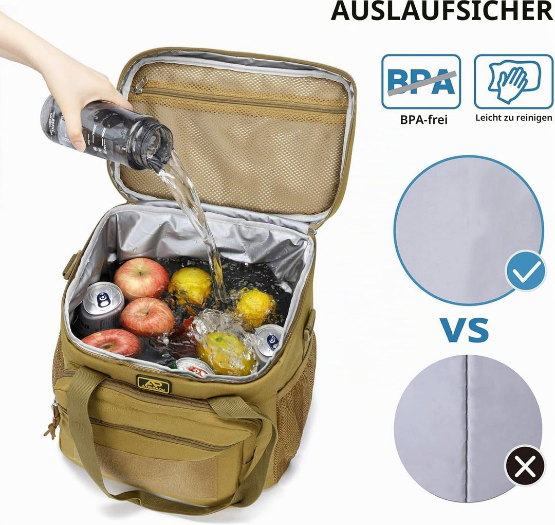 Taktische Lunch-Tasche für Männer, Isolierte und Auslaufsichere Lunchbox mit MOLLE-System, Grosse Kü