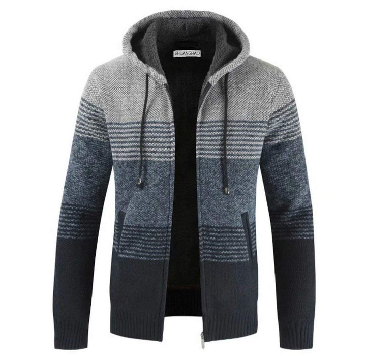 Herren Hoodie mit Kapuze Pullover Pulli Strick-Sweatshirt-Strickjacke-Cardigan, Freizeit-Winter-Kapu