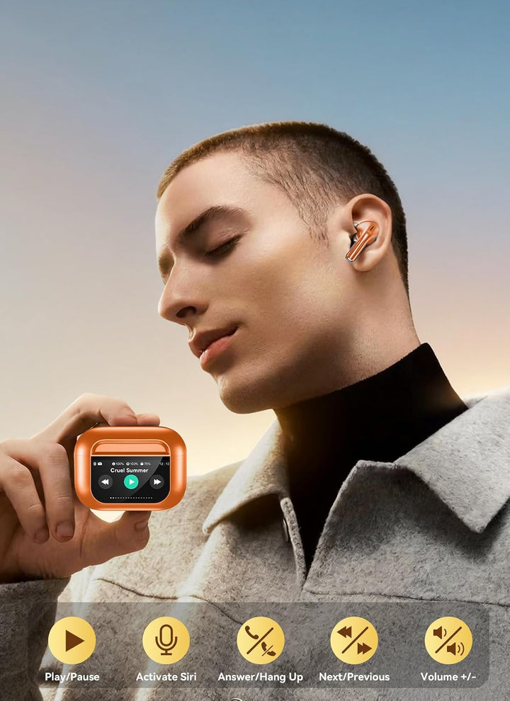 ZZU Kopfhörer Kabellose Bluetooth mit Smart Touchscreen, 48 Std. Laufzeit, Bluetooth 5.4 In-Ear Ohrh