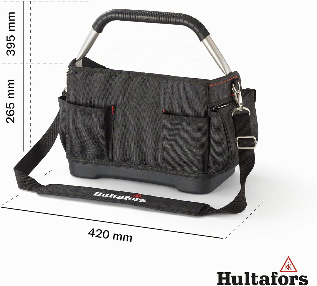 Ergonomische Werkzeugtasche mit 25 Fächern von Hultafors I inkl. Umhängegurt &amp; Regenschutz I wasser-