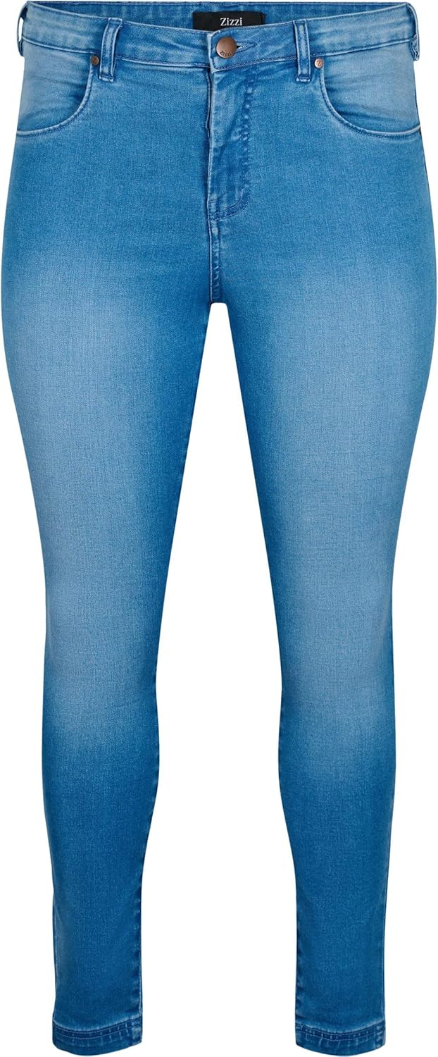 Zizzi Damen Grosse Grössen Amy Jeans Hohe Taille Slim Gr 56W / 32L Light Blue, 56W / 32L Light Blue