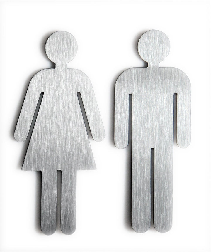 Türschild Set "Frau+Mann" Toilettenschild, je 1 Stk. MATT Edelstahl gebürstet - Höhe 11,5 cm