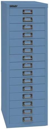 Bisley MultiDrawer, 39er Serie, DIN A4, 15 Schubladen, Metall, 605 Blau, 38 x 27.9 x 86 cm