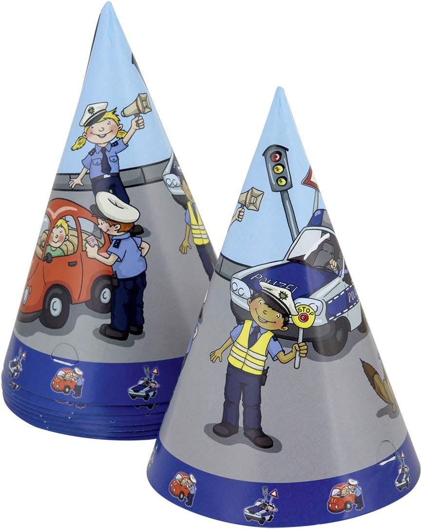 TIB Heyne 19530 - Partykoffer Polizei, 62 Teile, Partygeschirr und Dekoration, Kindergeburtstag