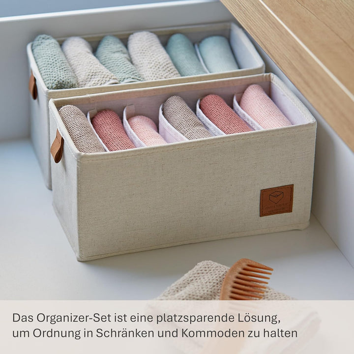 LOVE IT STORE IT Premium Schrank Organizer 2-teilig - Schubladen Ordnungssystem aus Stoff - Verstärk