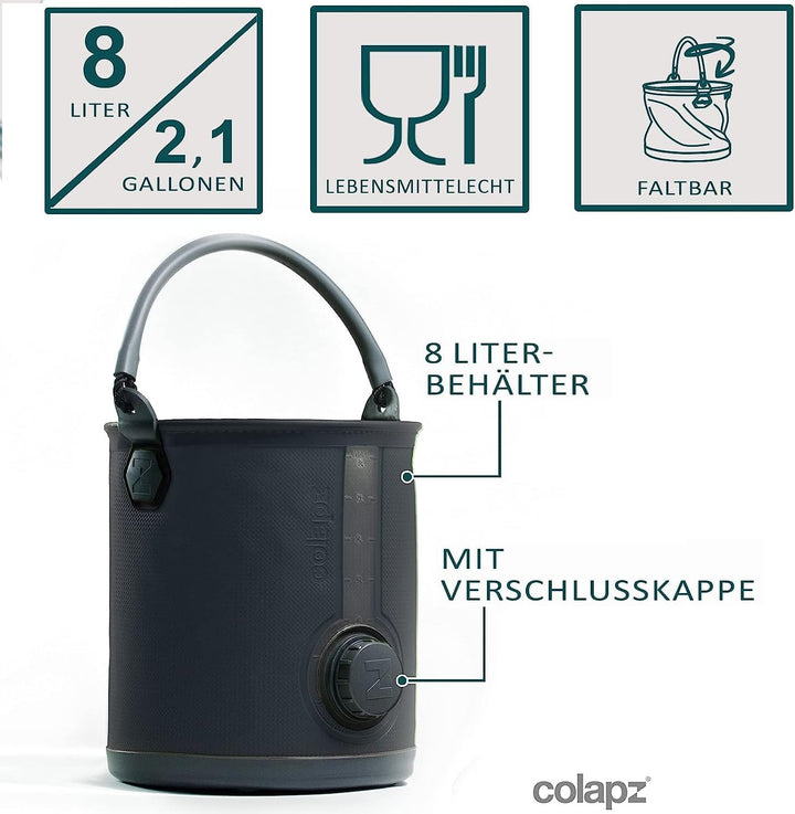Colapz 2-in-1 Faltbarer Wasserkanister mit Hahn – BPA-freier Trinkwasserbehälter &amp; Falteimer für Cam