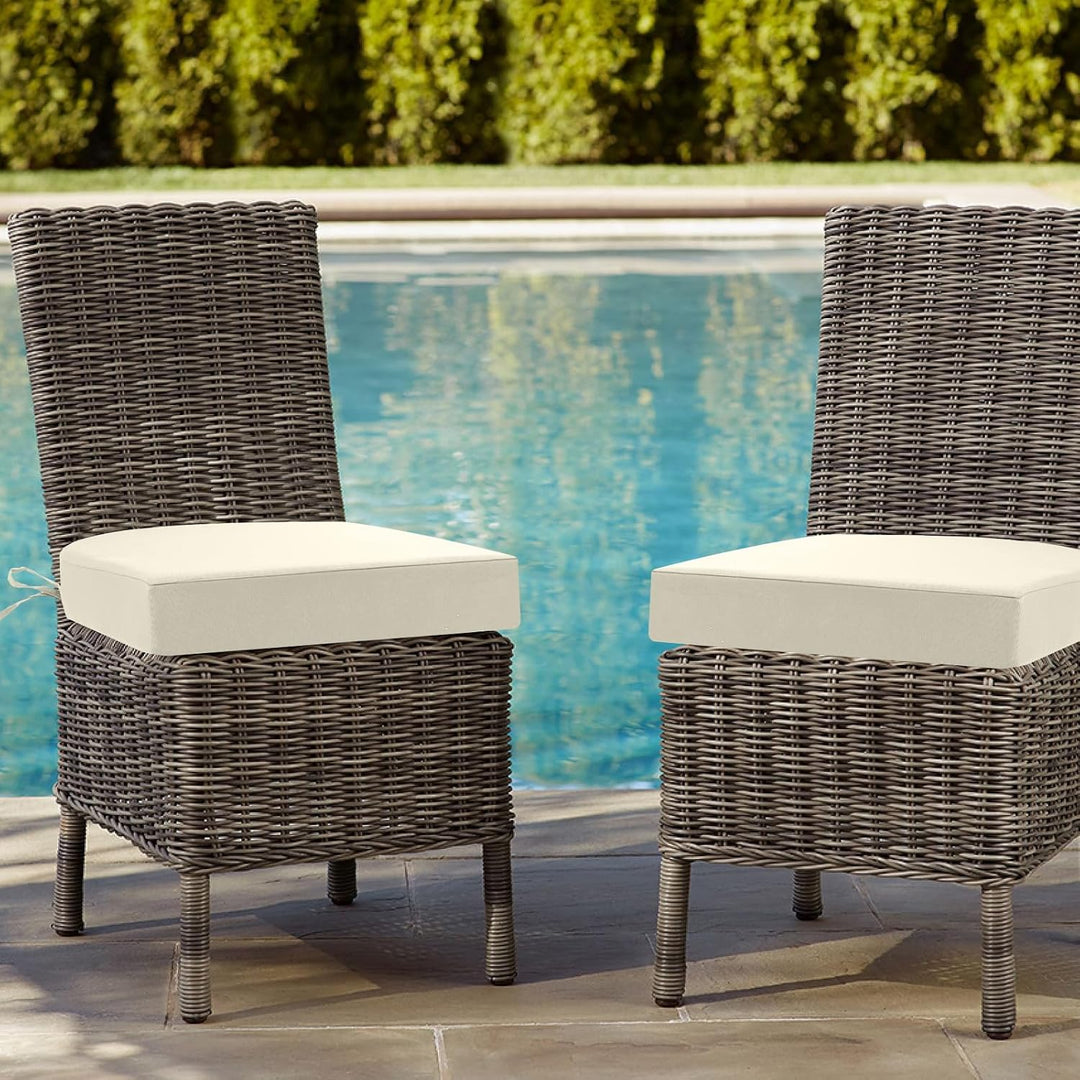 Sitzkissen Outdoor 45x45, 2er Set Wasserdicht mit Bändern | Wasserdichtes Stuhlkissen für Gartenmöbe