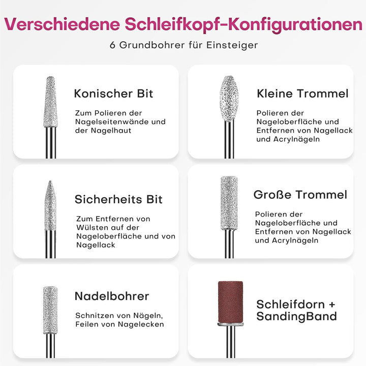 COSLUS Kabellos Tragbar Nagelfräser, 11 in 1 Profi Maniküre und Pediküreset, Nagelfeile für Gelnägel
