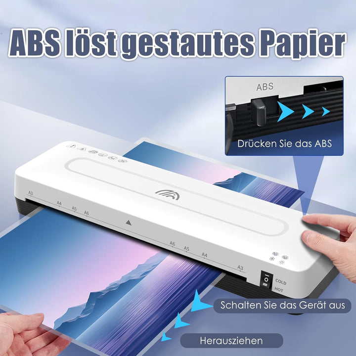 Laminiergerät A3 Laminiermaschine mit 30 Laminierfolien A3 A4 A5 A6 Laminiergerät 3 in 1 Kalt und He