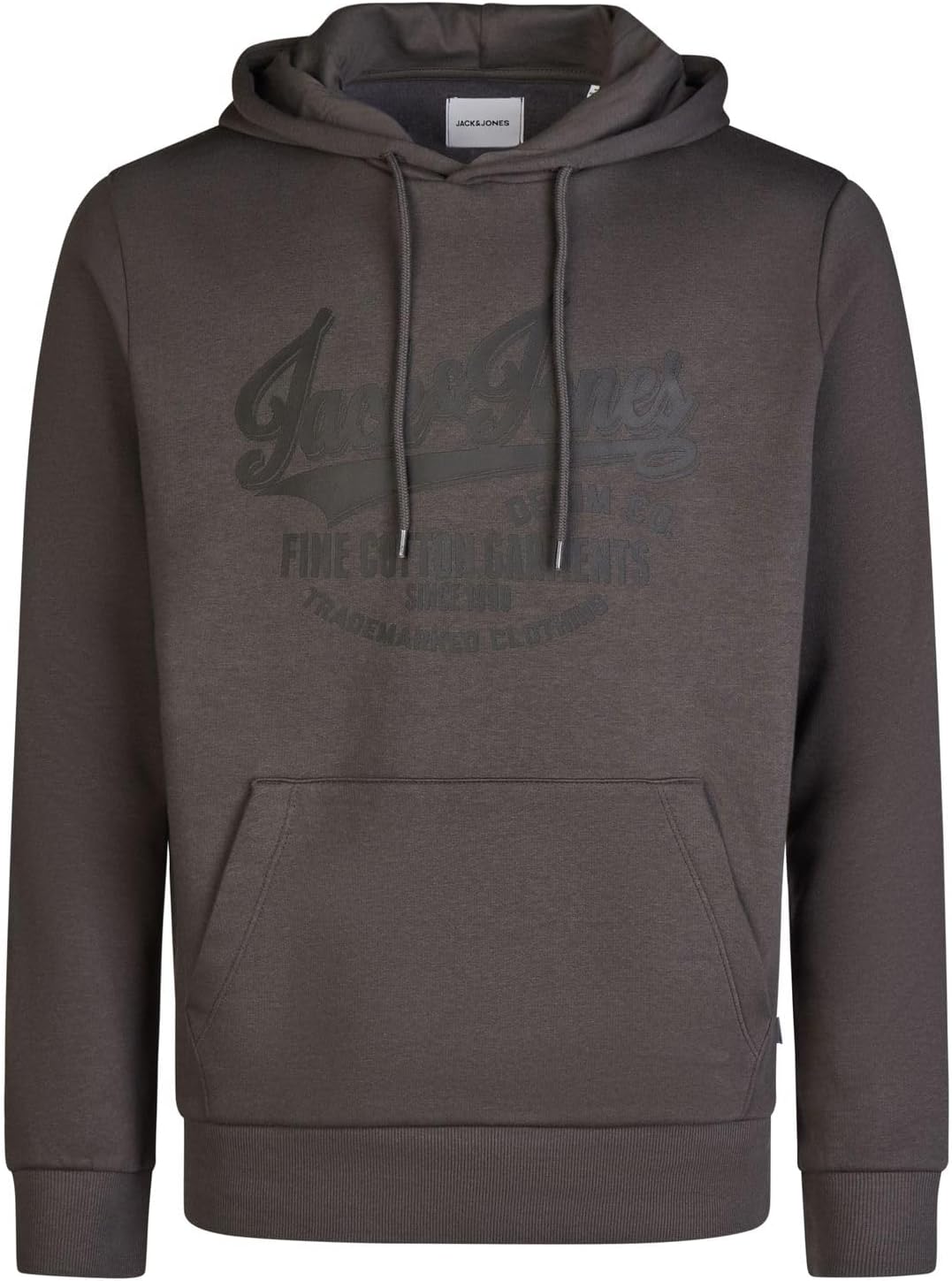 JACK & JONES Hoodie Herren Regular Fit JJEADRIAN Kapuzenpullover Pullover Sweater Print Schwarz Grau