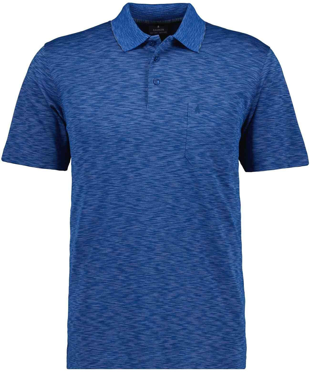 RAGMAN Herren Softknit-Polo mit Flamm-Optik M Blau-718, M Blau-718