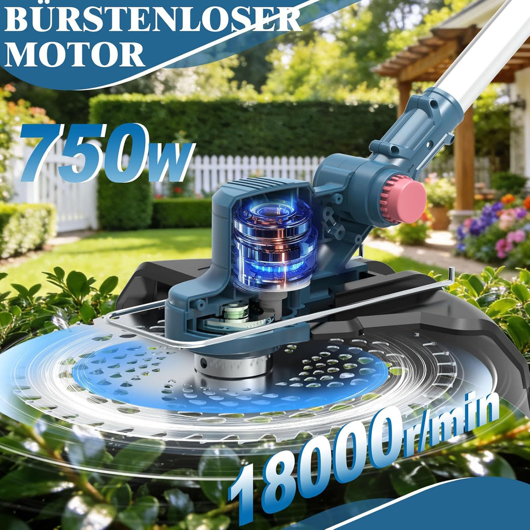 Rasentrimmer mit Akku, Akku Rasentrimmer für Makita-Akkus mit 5 Klingentypen, 21V Rasentrimmer mit U