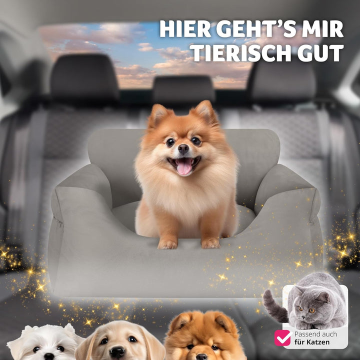 tectake® Hundesitz, Autositz für Hunde, Hunde Autositz für Rückbank, Beifahrer oder Rücksitz, Reiseb