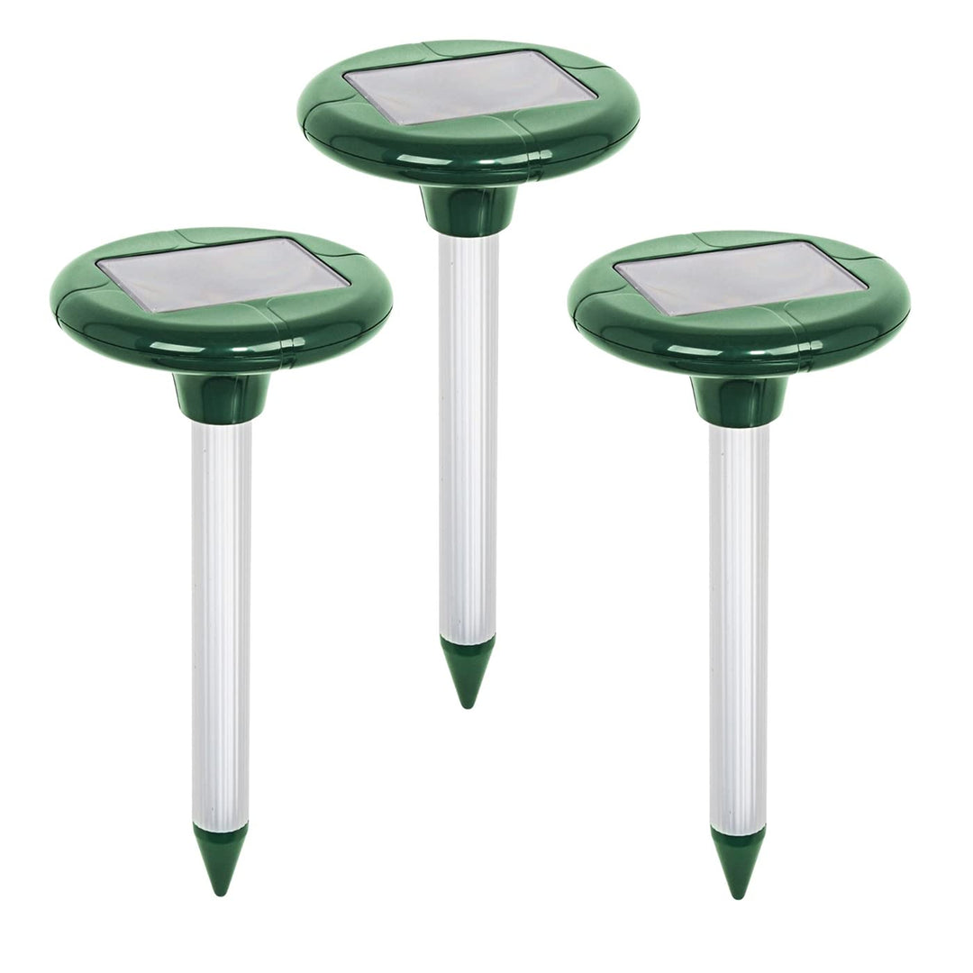 VOSS.sonic Dreierpack: 3 MoleEx 1000 Maulwurfvertreiber Solar, mit Ton & Vibration, Wühltierfrei, Wü