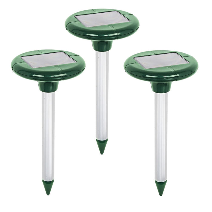 VOSS.sonic Dreierpack: 3 MoleEx 1000 Maulwurfvertreiber Solar, mit Ton & Vibration, Wühltierfrei, Wü