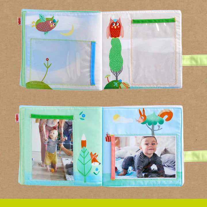 HABA Baby-Fotoalbum Waldfreunde – Stoff-Fotobuch mit Einstecktaschen für Fotos – Für Babys ab 6 Mona