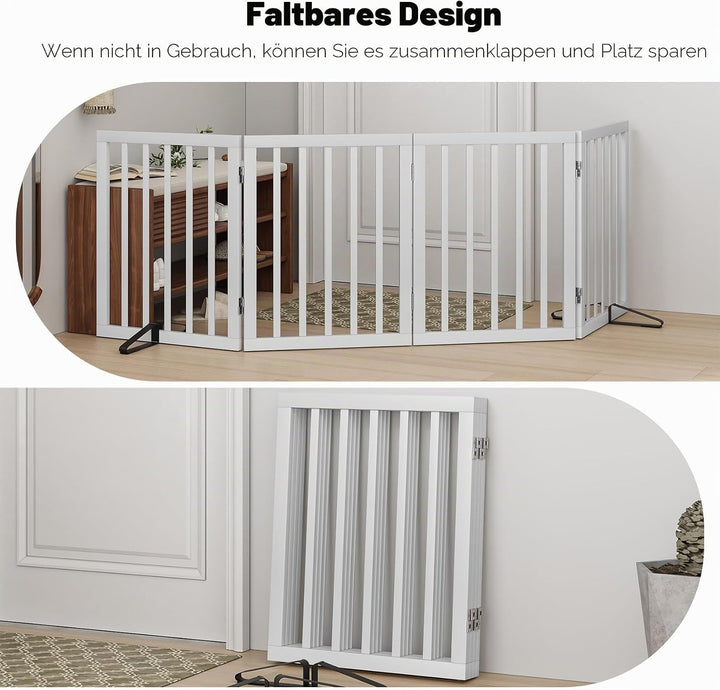 Freistehendes Hundegitter, Faltbares Hundebarriere für Tür,Treppen,Flur,Küche &amp; Schlafzimmer, Freist