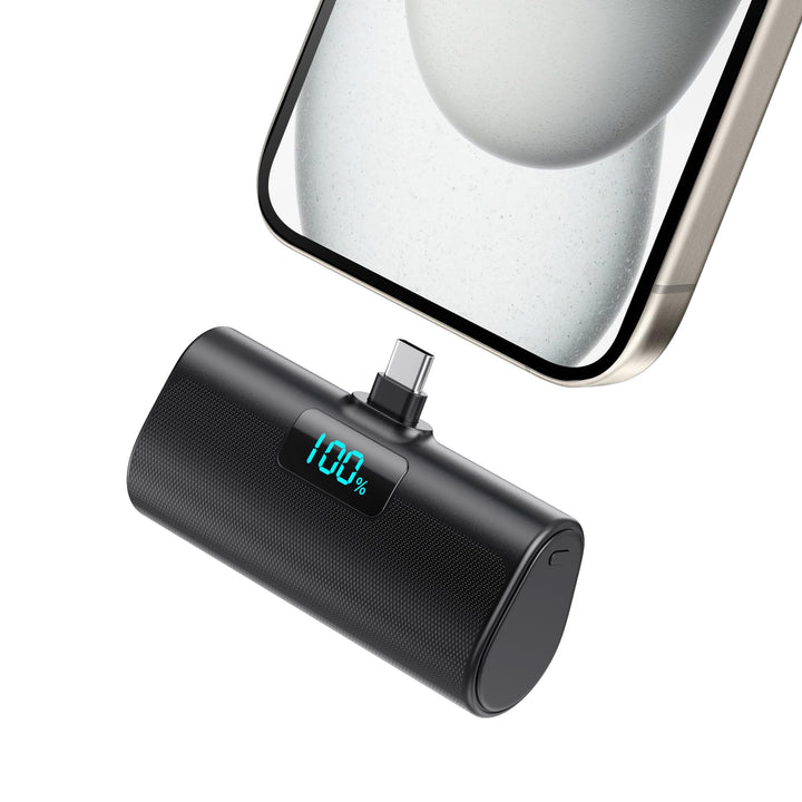 Mini Powerbank 5200mAh, Klein Power Bank USB C PD Externer Akku, Compact LCD Digitalanzeige Akkupack
