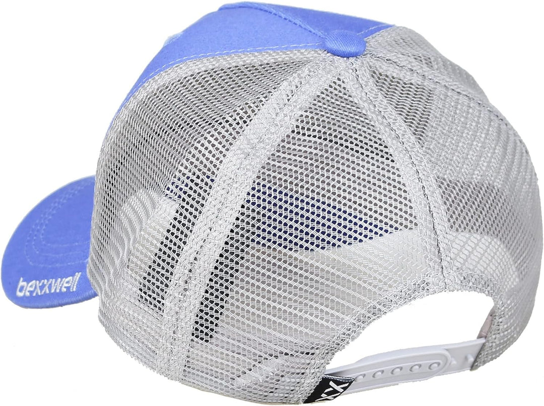 Bexxwell Trucker Cap blau/grau mit 3D Logo-Stickerei (optimale Passform, Kappe, Blue, Grey, Truckerc